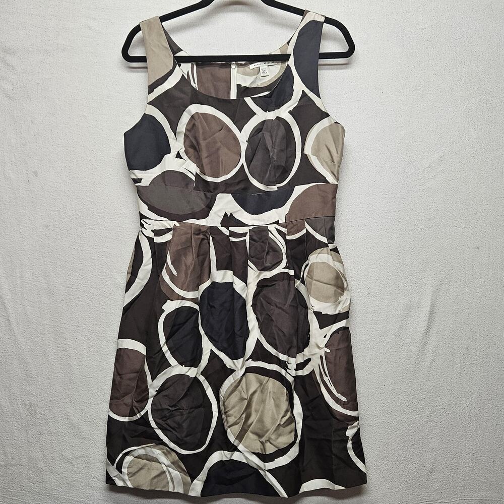 Banana Republic Brown, Cream & Black Circle Print Midi Dress